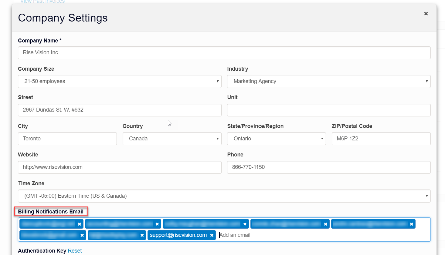 How do I change who receives billing notifications? Rise Vision