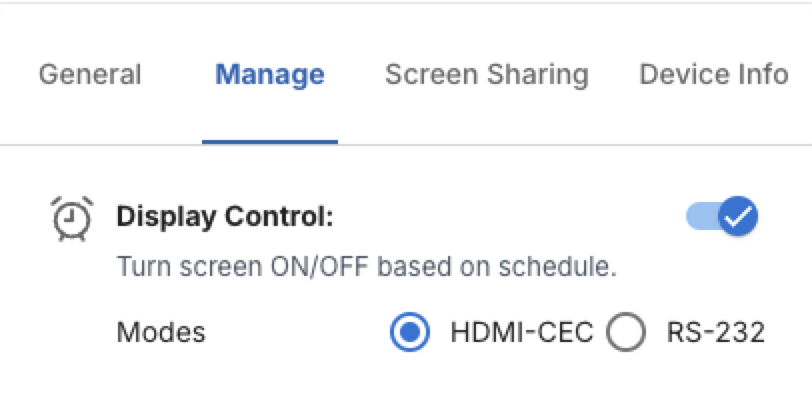 On/Off toggle switch for Display Control